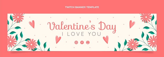 Kostenloser Vektor flaches valentinstag-twitch-banner