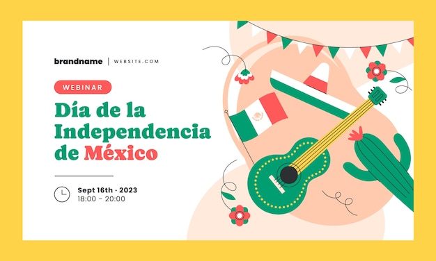 Flaches webinar-template für die feier des mexikanischen unabhängigkeitstages