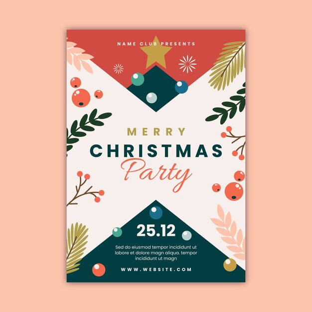 Flaches Weihnachtsfest-Poster-Vorbild