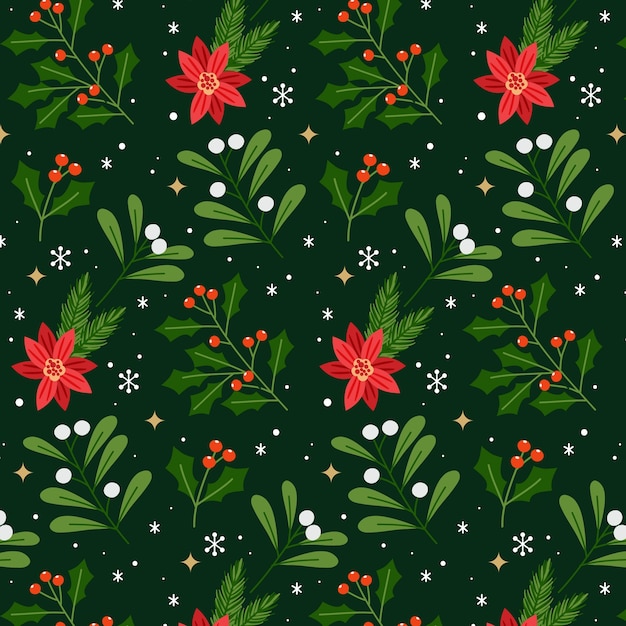 Kostenloser Vektor flaches weihnachtsmusterdesign