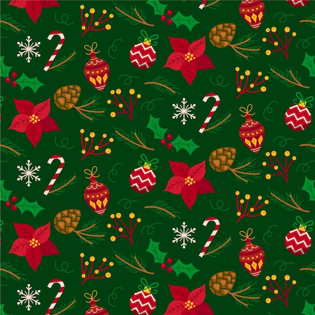 Flaches Weihnachtsmusterdesign