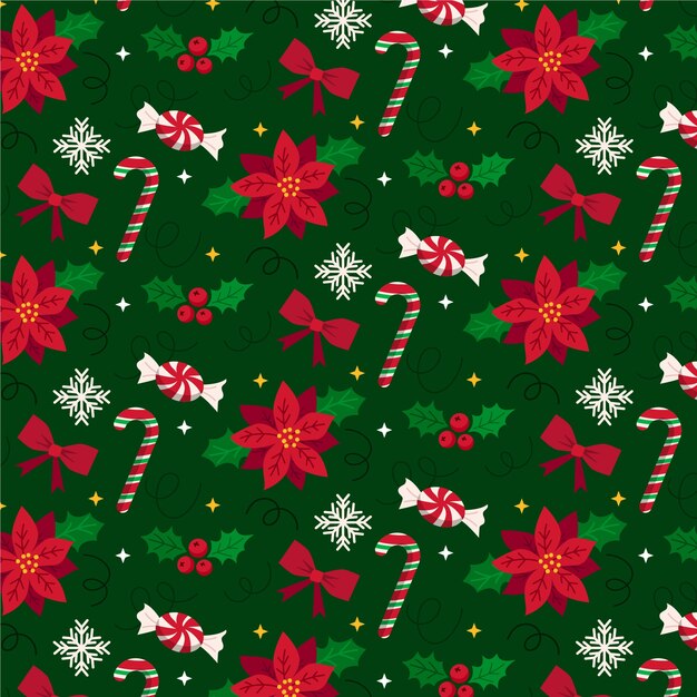 Flaches Weihnachtsmusterdesign