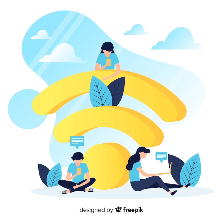 Kostenlose Vektor flaches wifi-konzept