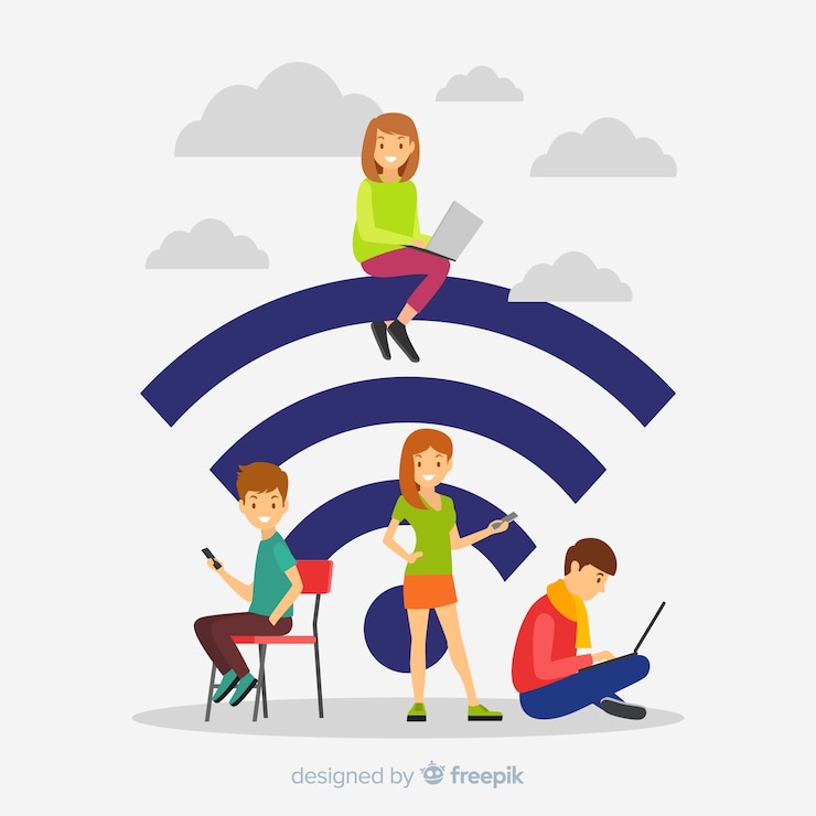 Kostenlose Vektor flaches wifi-konzept