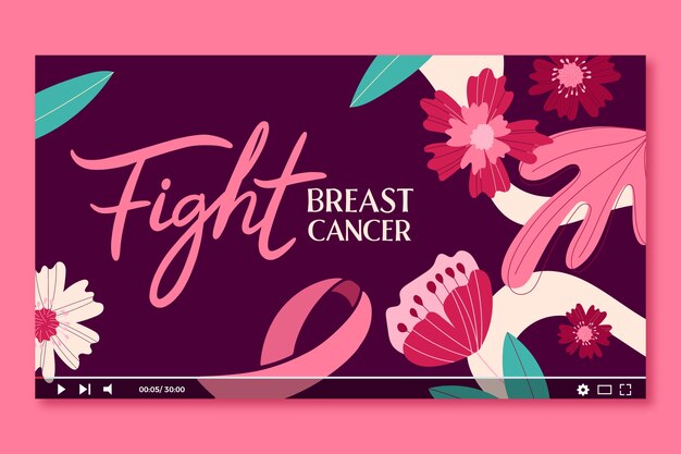 Flaches YouTube-Thumbnail für den Brustkrebs-Aufklärungsmonat