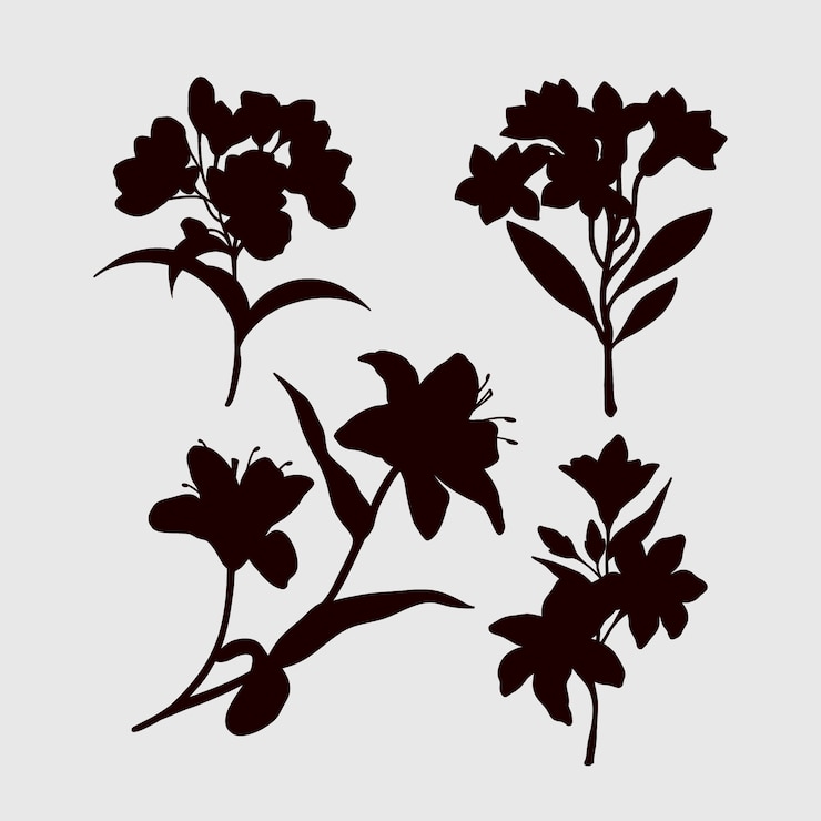 Kostenlose Vektor flachgestaltete blumen-silhouetten