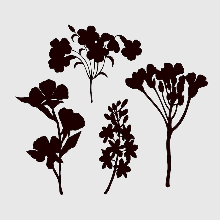 Kostenlose Vektor flachgestaltete blumen-silhouetten