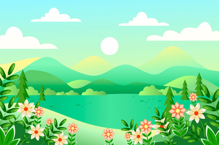Kostenlose Vektor flachgestaltte frühlingslandschaft