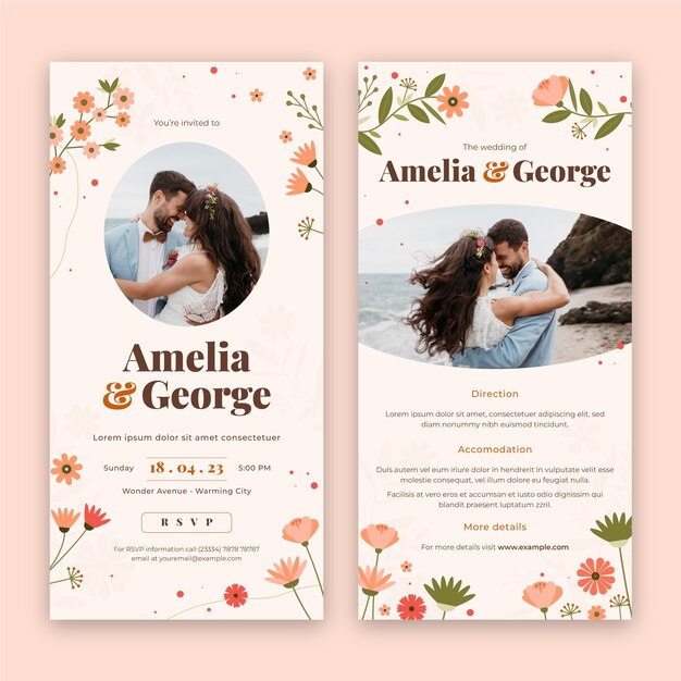Flachgestaltte Hochzeitsvorlage