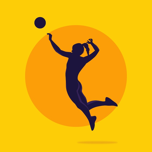 Flachgestaltte Volleyball-Silhouette