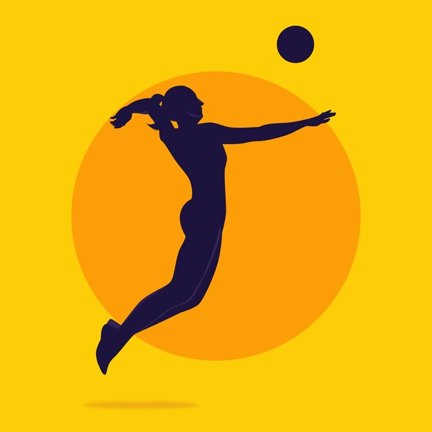 Flachgestaltte Volleyball-Silhouette