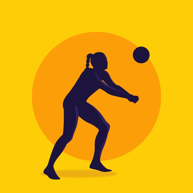 Flachgestaltte Volleyball-Silhouette