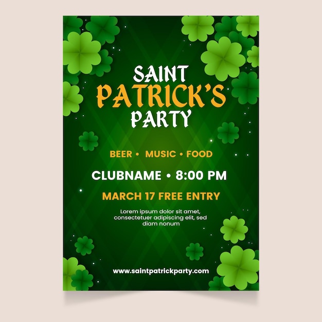 Flachklee st. patrick's day flyer vorlage