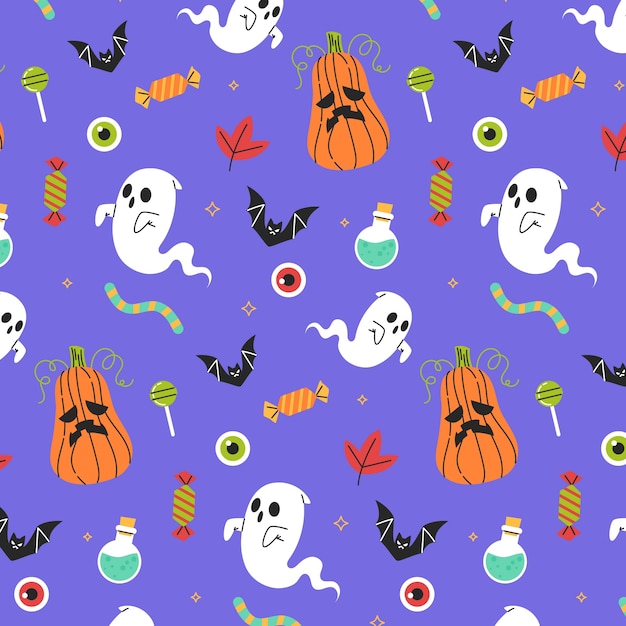 Kostenloser Vektor flachmuster-design für die halloween-feier