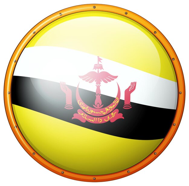 Flagge von Brunei auf rundem Abzeichen