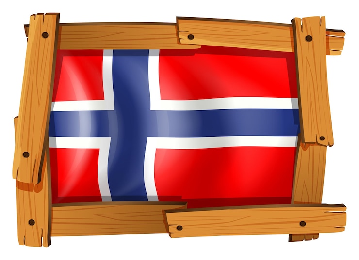 Kostenlose Vektor flagge von norwegen im holzrahmen