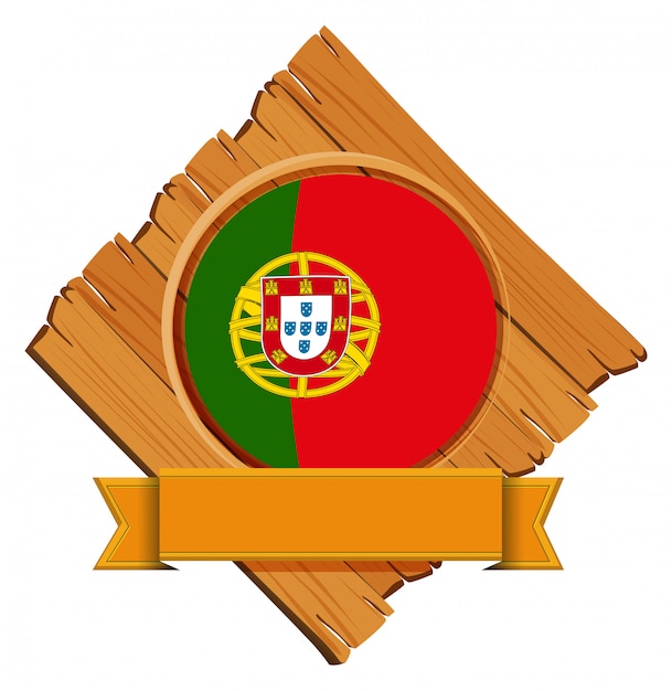 Kostenloser Vektor flagge von portugal auf holzbrett
