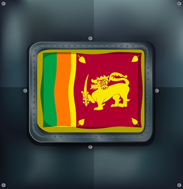 Flagge von srilanka auf metallischem hintergrund