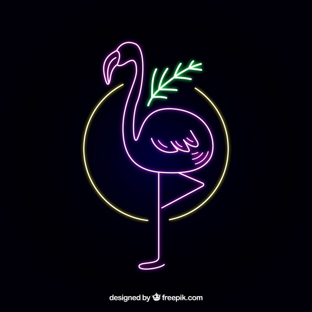 Flamingo Neon mit Farben Licht