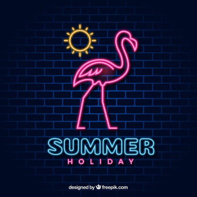 Flamingo neon mit sonne