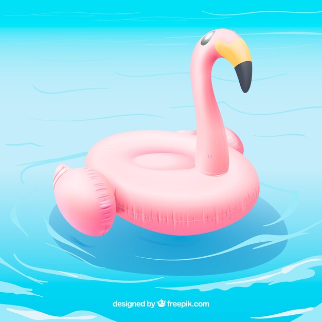 Flamingo schwimmt in einem Schwimmbad