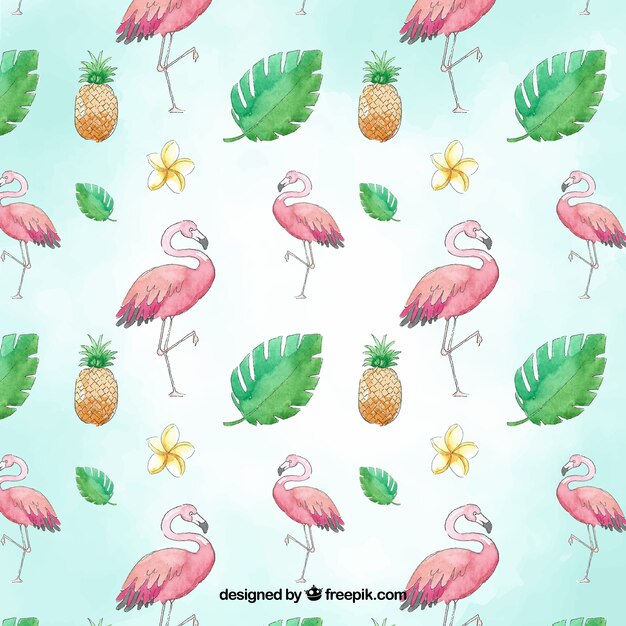 Flamingos Muster in Aquarell-Stil