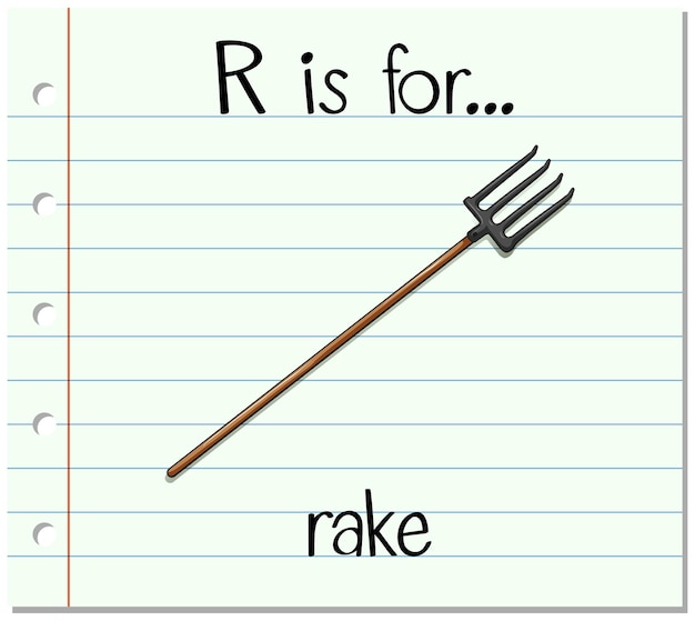 Flashcard-Alphabet R ist für Rake