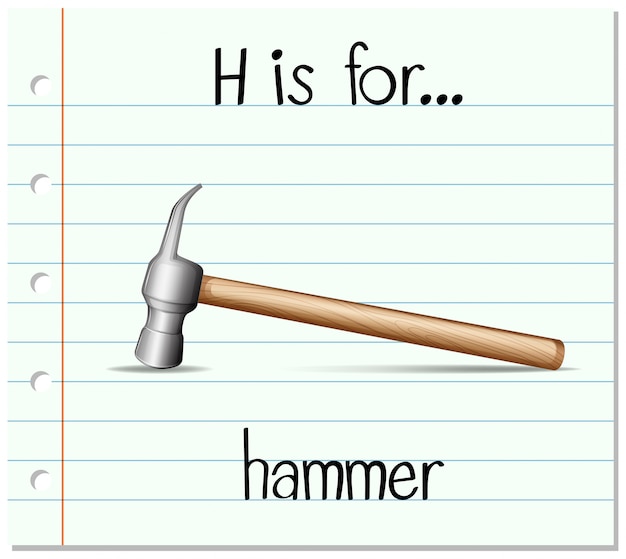 Kostenloser Vektor flashcard buchstabe h ist für hammer
