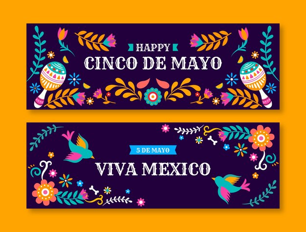 Flat 5 de Mayo horizontale Banner-Packung