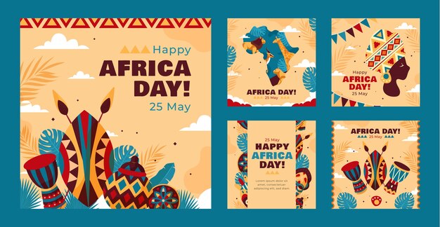 Flat Africa Day Instagram Posts Sammlung