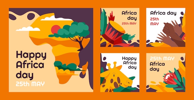 Flat Africa Day Instagram Posts Sammlung