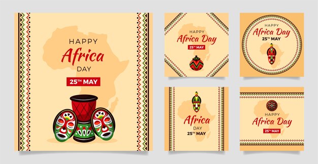 Flat Africa Day Instagram Posts Sammlung