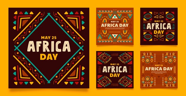 Flat Africa Day Instagram Posts Sammlung