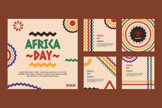 Flat Africa Day Instagram Posts Sammlung