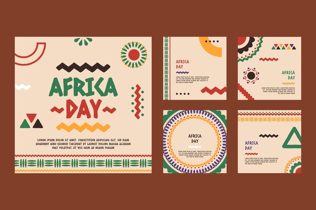 Flat Africa Day Instagram Posts Sammlung