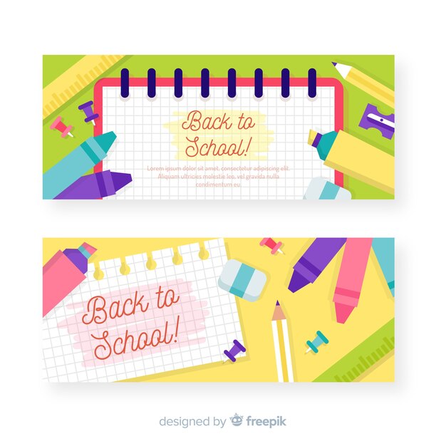 Flat back to school banner
