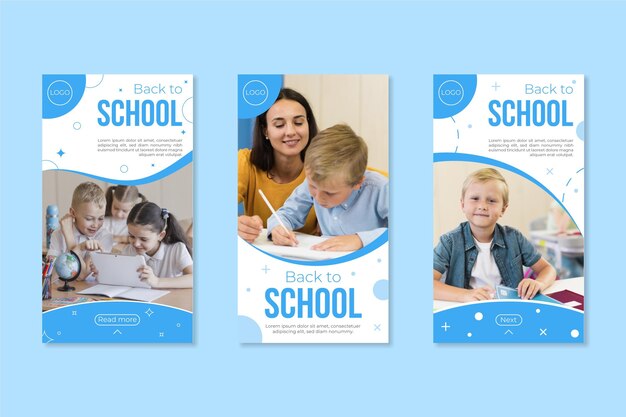 Flat back to school Instagram-Geschichten-Sammlung mit Foto