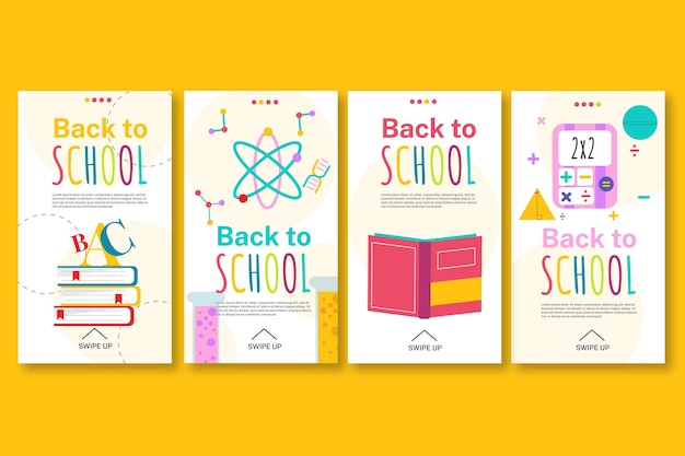 Flat back to school instagram stories collection