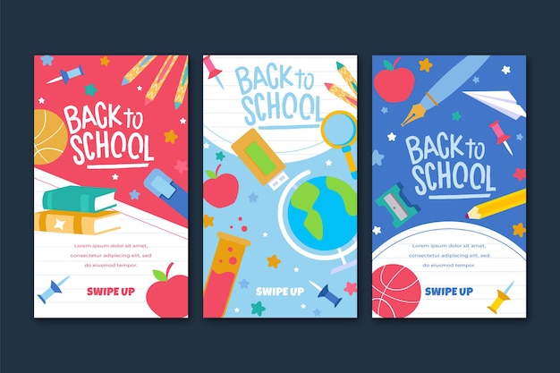 Flat back to school instagram stories collection