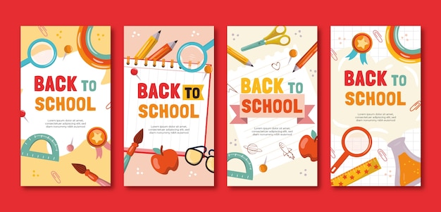 Flat back to school instagram stories collection