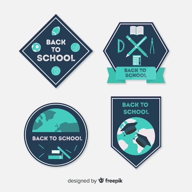 Kostenloser Vektor flat back to school label collection