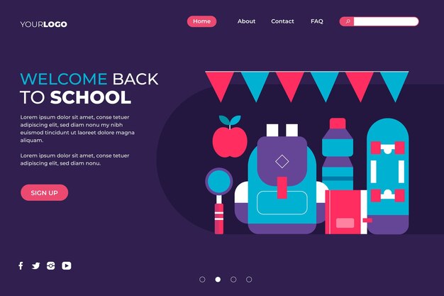 Flat Back to School Landingpage-Vorlage