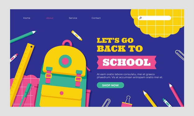 Kostenloser Vektor flat back to school landingpage-vorlage