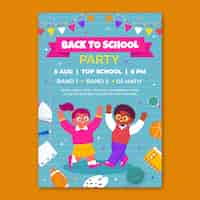 Kostenloser Vektor flat back to school party poster vorlage