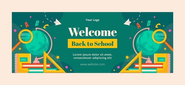 Flat Back to School Social-Media-Cover-Vorlage