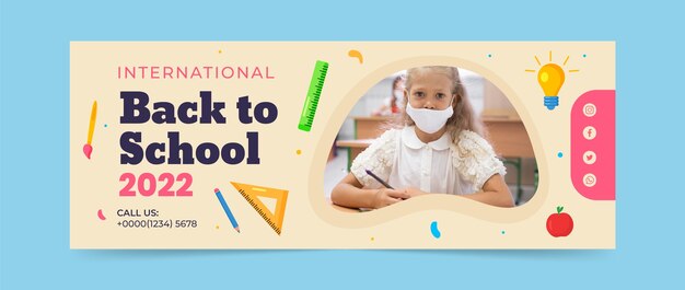 Flat Back to School Social-Media-Cover-Vorlage