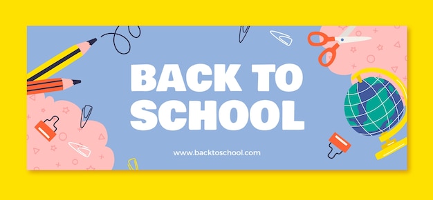 Flat back to school social-media-cover-vorlage