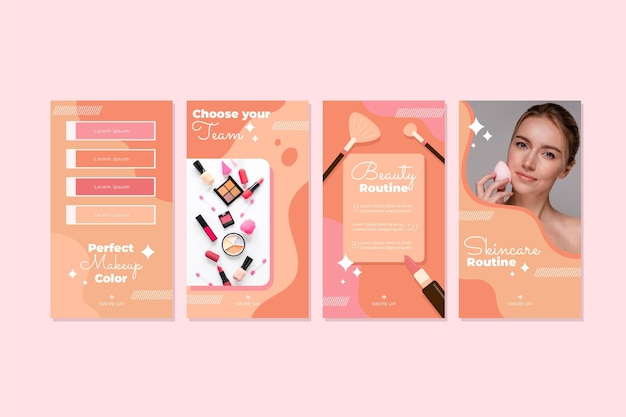 Flat beauty instagram story pack