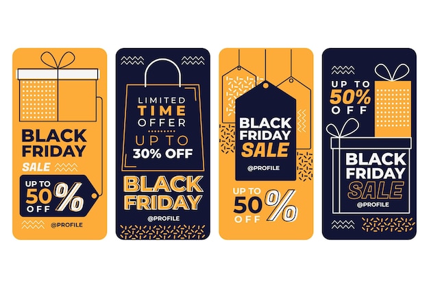 Flat black friday instagram story collection