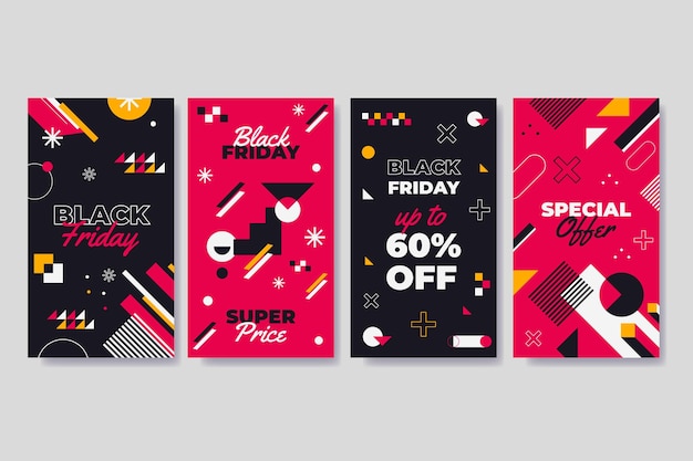 Flat black friday instagram story collection